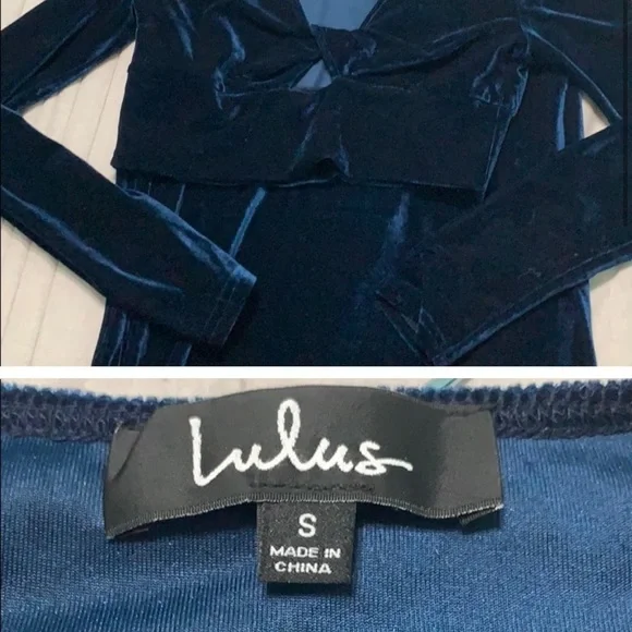 Lulu’s My All Navy Blue Velvet Two-Piece Dress - Picture 3 of 3